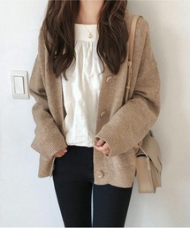 ドロップショルダー ニット カーディガン