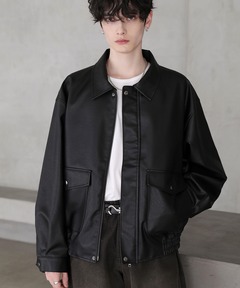 ジャケット・アウター LEINWANDE Pleating Leather Jacket LEINWANDE Pleating Leather Jacket