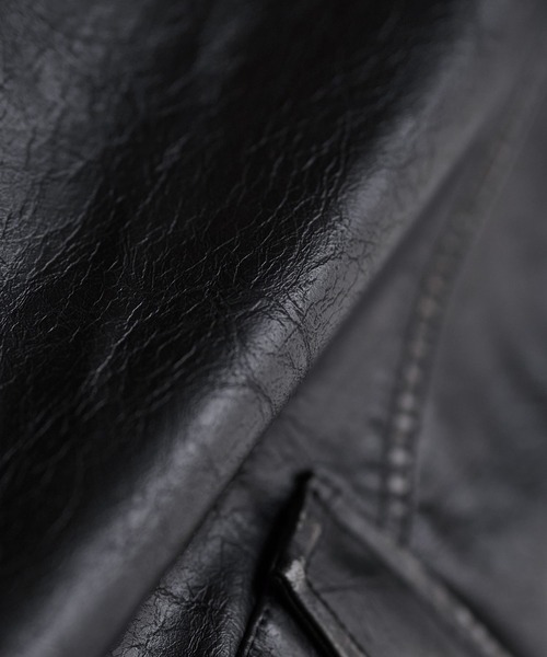 中綿入り ヴィンテージPU合皮ショート丈ブルゾン（ブルゾン