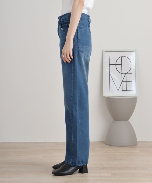 atONE(アットワン)の「デニムハイライズ デニムストレートパンツ 程よくゆるっとしたルーズシルエット(デニムパンツ・レディース・ネイビー/ワンウォッシュ/ブルー・L/LL/3L/4L/M)」の20枚目の写真