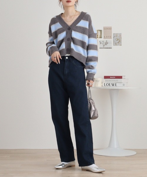 atONE(アットワン)の「デニムハイライズ デニムストレートパンツ 程よくゆるっとしたルーズシルエット(デニムパンツ・レディース・ネイビー/ワンウォッシュ/ブルー・L/LL/3L/4L/M)」の17枚目の写真
