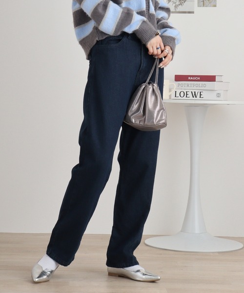 atONE(アットワン)の「デニムハイライズ デニムストレートパンツ 程よくゆるっとしたルーズシルエット(デニムパンツ・レディース・ネイビー/ワンウォッシュ/ブルー・L/LL/3L/4L/M)」の16枚目の写真