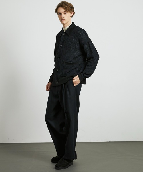 UNITED TOKYO（ユナイテッドトウキョウ）の「ダブルメッシュ ペーパーヤーン ニットジャケット（カーディガン/ボレロ・メンズ・オフホワイト/ブラック・1/2）」の17枚目の写真