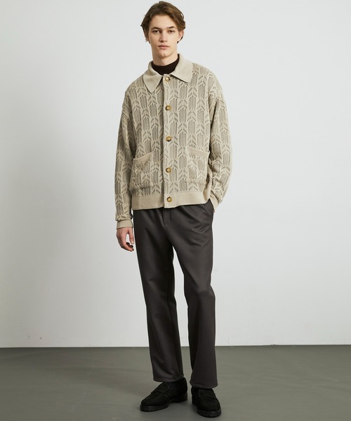 UNITED TOKYO（ユナイテッドトウキョウ）の「ダブルメッシュ ペーパーヤーン ニットジャケット（カーディガン/ボレロ・メンズ・オフホワイト/ブラック・1/2）」の16枚目の写真