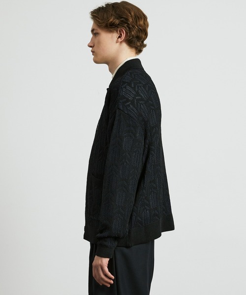 UNITED TOKYO（ユナイテッドトウキョウ）の「ダブルメッシュ ペーパーヤーン ニットジャケット（カーディガン/ボレロ・メンズ・オフホワイト/ブラック・1/2）」の20枚目の写真