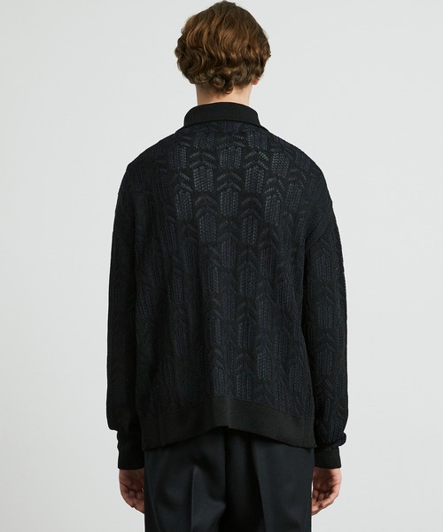 UNITED TOKYO（ユナイテッドトウキョウ）の「ダブルメッシュ ペーパーヤーン ニットジャケット（カーディガン/ボレロ・メンズ・オフホワイト/ブラック・1/2）」の21枚目の写真