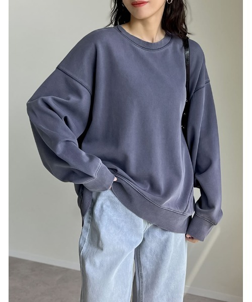 Re:EDIT（リエディ）の「スムースダンボールステッチプルオーバー（スウェット・レディース・ブラック/アイボリー/チャコールグレー/ブルー/ベージュ・MEDIUM/LARGE）」の5枚目の写真