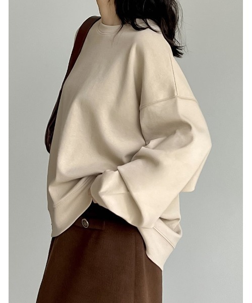 Re:EDIT（リエディ）の「スムースダンボールステッチプルオーバー（スウェット・レディース・ブラック/アイボリー/チャコールグレー/ブルー/ベージュ・MEDIUM/LARGE）」の11枚目の写真