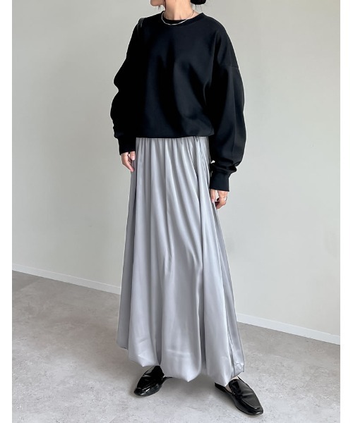 Re:EDIT（リエディ）の「スムースダンボールステッチプルオーバー（スウェット・レディース・ブラック/アイボリー/チャコールグレー/ブルー/ベージュ・MEDIUM/LARGE）」の7枚目の写真