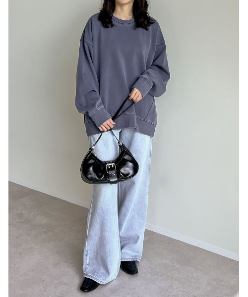 Re:EDIT（リエディ）の「スムースダンボールステッチプルオーバー（スウェット・レディース・ブラック/アイボリー/チャコールグレー/ブルー/ベージュ・MEDIUM/LARGE）」の14枚目の写真