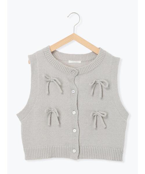 ehka sopo(エヘカソポ)の「リボンニットベスト(ベスト・レディース・グレー/キナリ/ピンク・F)」の15枚目の写真