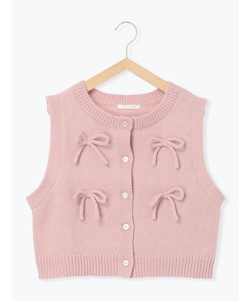 ehka sopo(エヘカソポ)の「リボンニットベスト(ベスト・レディース・グレー/キナリ/ピンク・F)」の17枚目の写真