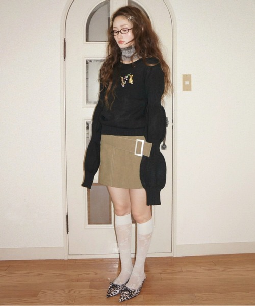 musubore(ムスボレ)の「puff puff sleeve knit / パフパフスリーブニット(ニット/セーター・レディース・グレー/ブラック/ピンク/カーキ・FREE)」の20枚目の写真