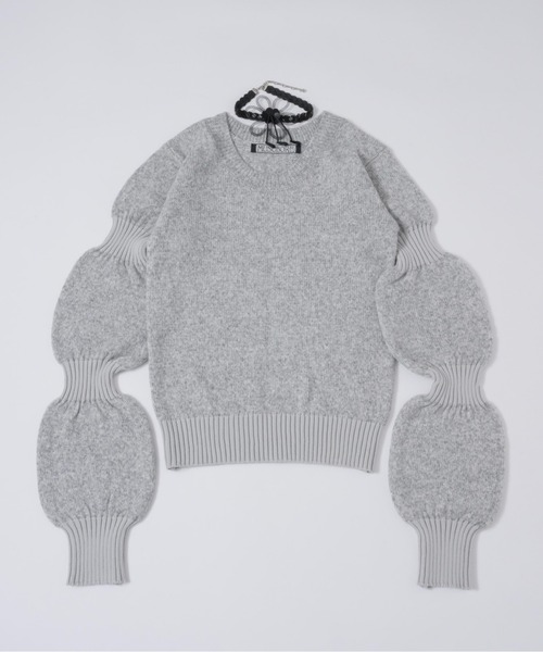 musubore(ムスボレ)の「puff puff sleeve knit / パフパフスリーブニット(ニット/セーター・レディース・グレー/ブラック/ピンク/カーキ・FREE)」の19枚目の写真