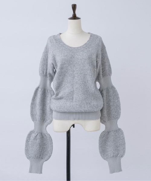 musubore(ムスボレ)の「puff puff sleeve knit / パフパフスリーブニット(ニット/セーター・レディース・グレー/ブラック/ピンク/カーキ・FREE)」の11枚目の写真