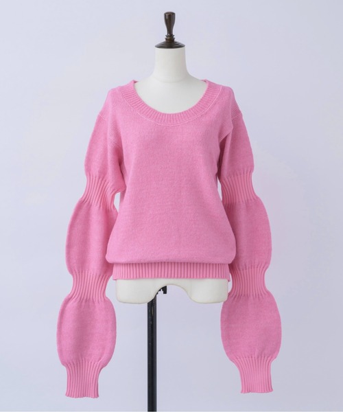 【専用】【新品未使用タグ付き】　yori コットンパフスリーブニット ピンク puff puff sleeve knit / パフパフスリーブニット（ニット