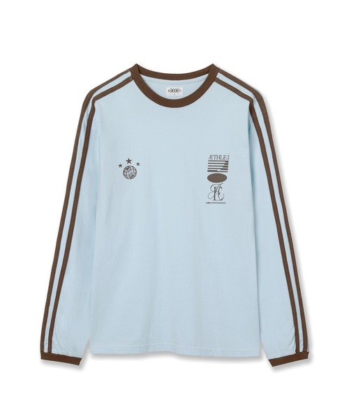 aeae（エーイーエーイー）の「ATHLETE STRIPE L/S（Tシャツ/カットソー・レディース・スカイブルー/ブラウン・SMALL/MEDIUM）」の2枚目の写真