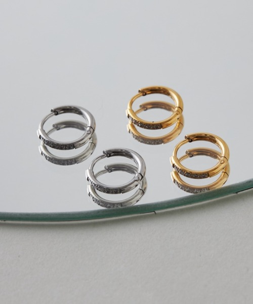 ciite' surgical stainless（シーテサージカルステンレス）の「【 金属アレルギー対応 】 ビジューミニフープピアス サージカルステンレス   (両耳用)（ピアス（両耳用）・レディース・シルバー/ゴールド・FREE）」の3枚目の写真