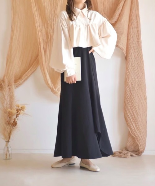 merrylatte（メリーラテ）の「クロップド丈ギャザーブラウス（シャツ/ブラウス・レディース・アイボリー・FREE）」の6枚目の写真