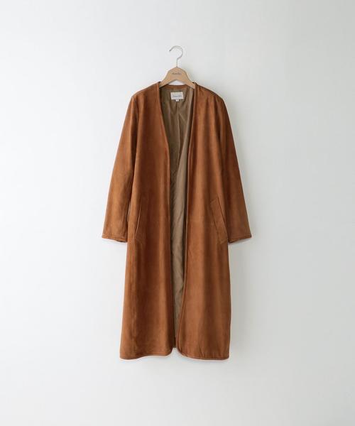 Steven Alan（スティーブンアラン）の「＜Steven Alan＞GOAT SUEDE GOWN/ｶﾞｳﾝ◆（その他アウター・レディース・オフホワイト/ブラウン・MEDIUM/SMALL）」の2枚目の写真