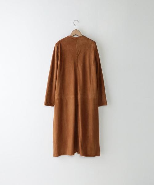Steven Alan（スティーブンアラン）の「＜Steven Alan＞GOAT SUEDE GOWN/ｶﾞｳﾝ◆（その他アウター・レディース・オフホワイト/ブラウン・MEDIUM/SMALL）」の3枚目の写真