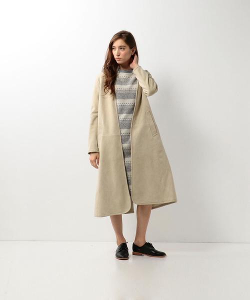 Steven Alan（スティーブンアラン）の「＜Steven Alan＞GOAT SUEDE GOWN/ｶﾞｳﾝ◆（その他アウター・レディース・オフホワイト/ブラウン・MEDIUM/SMALL）」の6枚目の写真