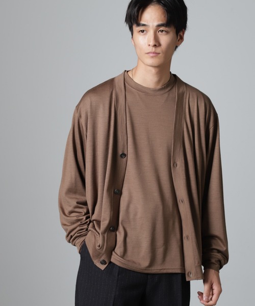 NANO universe（ナノユニバース）の「「100%ウォッシャブルウール」カーディガン（カーディガン/ボレロ・メンズ・ブラウン/ダークネイビー・S/M/L）」の4枚目の写真