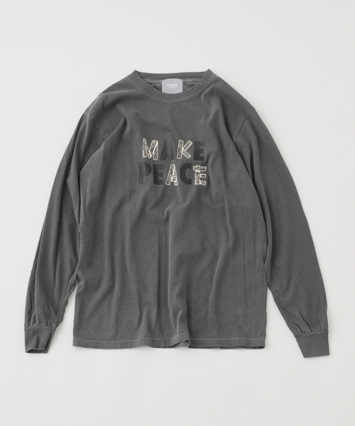 TODAY edition(トゥデイエディション)の「【TODAY edition / トゥデイエディション】MAKE PEACE LS Tee(Tシャツ/カットソー・メンズ・グレー/ホワイト・MEDIUM/LARGE)」の1枚目の写真