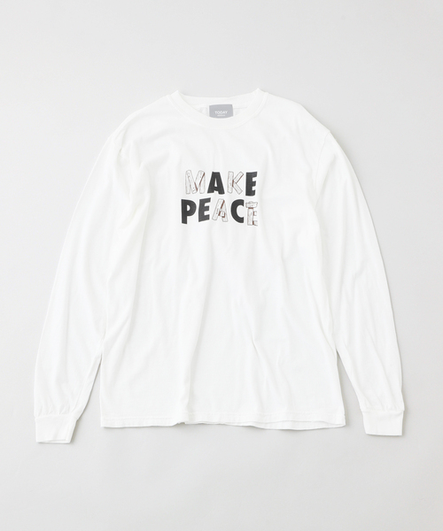 TODAY edition(トゥデイエディション)の「【TODAY edition / トゥデイエディション】MAKE PEACE LS Tee(Tシャツ/カットソー・メンズ・グレー/ホワイト・MEDIUM/LARGE)」の2枚目の写真