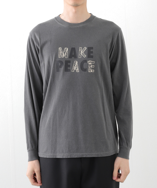 TODAY edition(トゥデイエディション)の「【TODAY edition / トゥデイエディション】MAKE PEACE LS Tee(Tシャツ/カットソー・メンズ・グレー/ホワイト・MEDIUM/LARGE)」の8枚目の写真