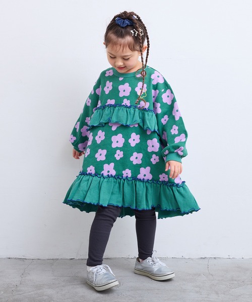MARKEY'S(マーキーズ)の「フラワープリントフリルワンピース(ワンピース・キッズ・オフホワイト/チャコール/グリーン・100/110/90/150/140/130/120)」の10枚目の写真