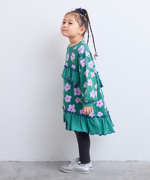 MARKEY'S(マーキーズ)の「フラワープリントフリルワンピース(ワンピース・キッズ・オフホワイト/チャコール/グリーン・100/110/90/150/140/130/120)」の13枚目の写真