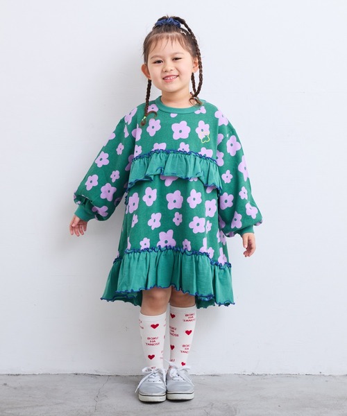MARKEY'S(マーキーズ)の「フラワープリントフリルワンピース(ワンピース・キッズ・オフホワイト/チャコール/グリーン・100/110/90/150/140/130/120)」の15枚目の写真