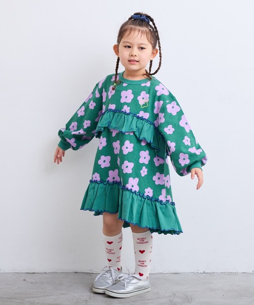 MARKEY'S(マーキーズ)の「フラワープリントフリルワンピース(ワンピース・キッズ・オフホワイト/チャコール/グリーン・100/110/90/150/140/130/120)」の16枚目の写真