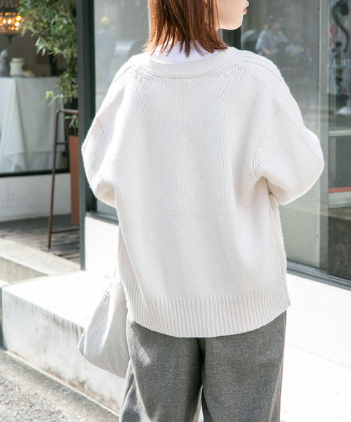 FORK&SPOON（フォークアンドスプーン）の「FORK&SPOON　ウォッシャブルローゲージニットカーディガン（カーディガン/ボレロ・レディース・ブルー/グレー系その他/オフホワイト・1）」の15枚目の写真