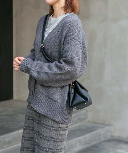 FORK&SPOON（フォークアンドスプーン）の「FORK&SPOON　ウォッシャブルローゲージニットカーディガン（カーディガン/ボレロ・レディース・ブルー/グレー系その他/オフホワイト・1）」の18枚目の写真