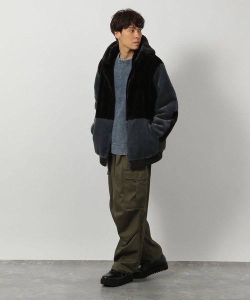 LAKOLE（ラコレ）の「切替ファーフードブルゾン/147390（ブルゾン・メンズ・チャコール/ホワイト/ブルー・MEDIUM/LARGE/X-LARGE）」の7枚目の写真