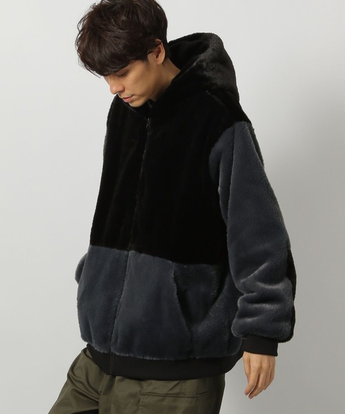 LAKOLE（ラコレ）の「切替ファーフードブルゾン/147390（ブルゾン・メンズ・チャコール/ホワイト/ブルー・MEDIUM/LARGE/X-LARGE）」の8枚目の写真