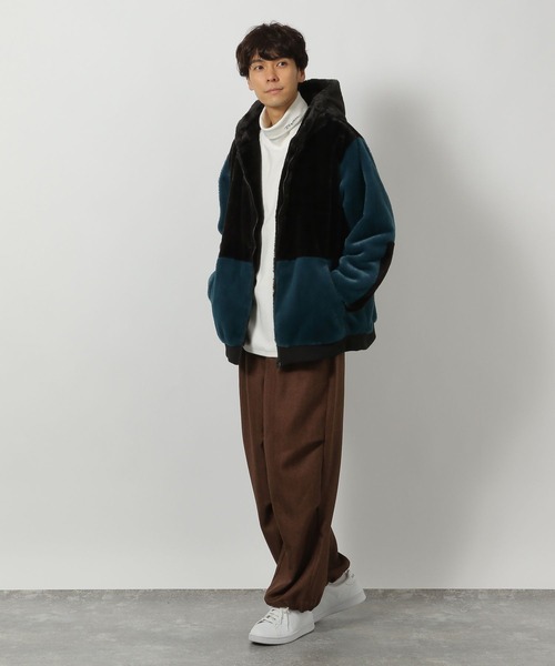 LAKOLE（ラコレ）の「切替ファーフードブルゾン/147390（ブルゾン・メンズ・チャコール/ホワイト/ブルー・MEDIUM/LARGE/X-LARGE）」の10枚目の写真