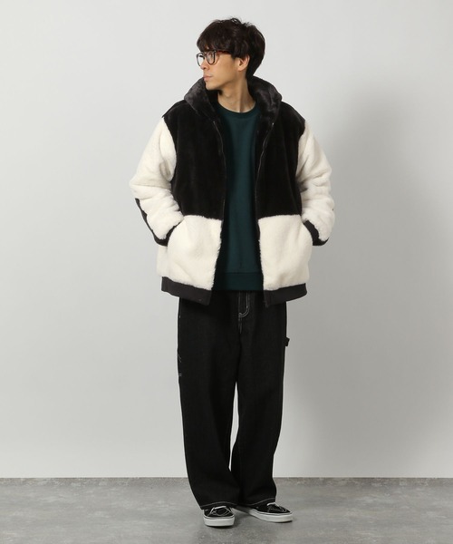 LAKOLE（ラコレ）の「切替ファーフードブルゾン/147390（ブルゾン・メンズ・チャコール/ホワイト/ブルー・MEDIUM/LARGE/X-LARGE）」の4枚目の写真