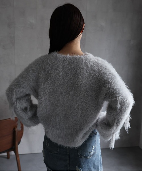 セール】シャギーフリンジゆるニット/ニットプルオーバー（ニット