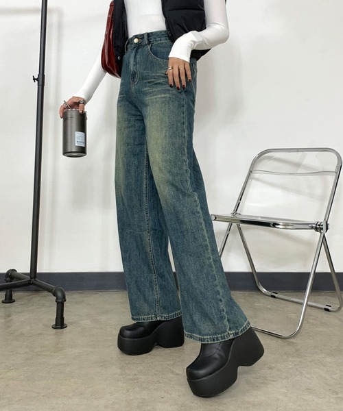 non-hedge(ノンヘッジ)の「デニムストレートパンツ(デニムパンツ・レディース・ブルー/ブラック・S/M/L)」の22枚目の写真