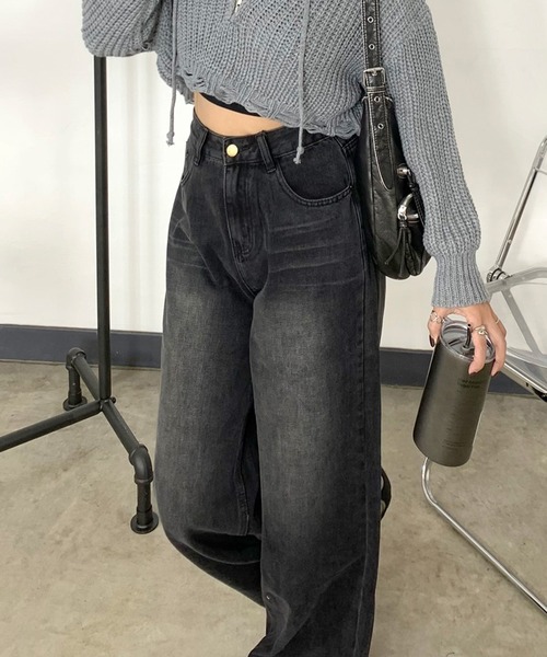 non-hedge(ノンヘッジ)の「デニムストレートパンツ(デニムパンツ・レディース・ブルー/ブラック・S/M/L)」の12枚目の写真