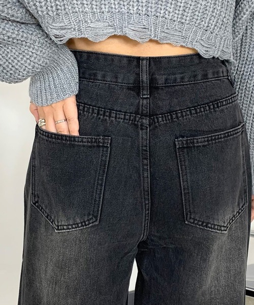 non-hedge(ノンヘッジ)の「デニムストレートパンツ(デニムパンツ・レディース・ブルー/ブラック・S/M/L)」の9枚目の写真