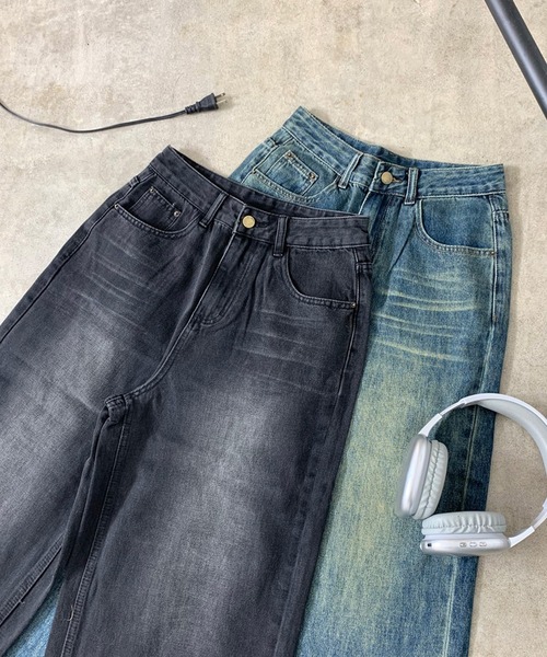 non-hedge(ノンヘッジ)の「デニムストレートパンツ(デニムパンツ・レディース・ブルー/ブラック・S/M/L)」の4枚目の写真