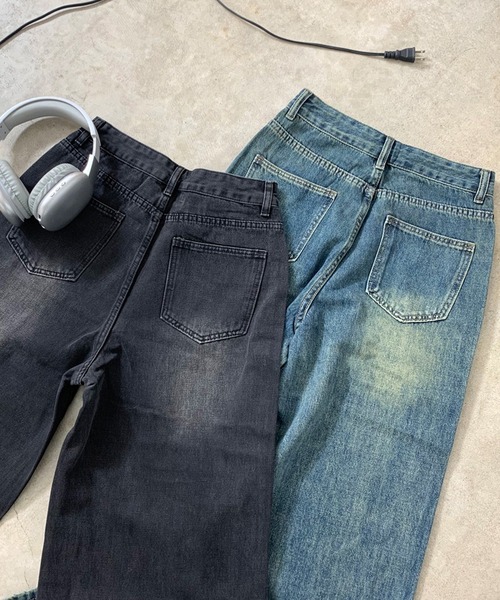 non-hedge(ノンヘッジ)の「デニムストレートパンツ(デニムパンツ・レディース・ブルー/ブラック・S/M/L)」の3枚目の写真
