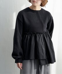 異素材切り替えニット