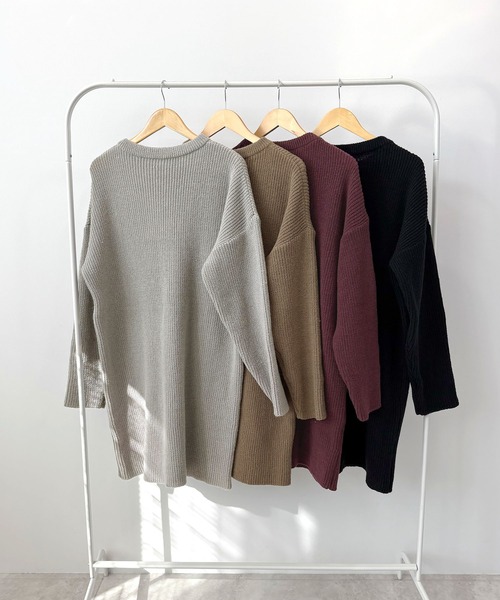 Futier land(フューティアランド)の「【前後2way】zip付ミニ丈ニットワンピース(ワンピース・レディース・ブラック/チャコールグレー/ボルドー/モカ/ライトグレー・FREE)」の9枚目の写真