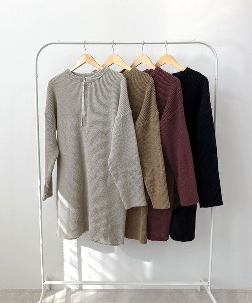 Futier land(フューティアランド)の「【前後2way】zip付ミニ丈ニットワンピース(ワンピース・レディース・ブラック/チャコールグレー/ボルドー/モカ/ライトグレー・FREE)」の10枚目の写真