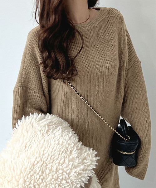 Futier land(フューティアランド)の「【前後2way】zip付ミニ丈ニットワンピース(ワンピース・レディース・ブラック/チャコールグレー/ボルドー/モカ/ライトグレー・FREE)」の18枚目の写真